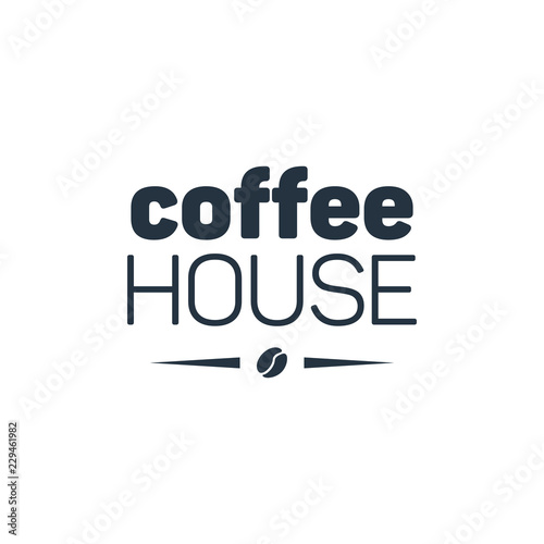 Coffee house round isolated icon on white background, 400 coffee set, company name, banner
