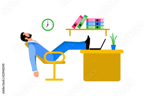 Lazy office worker at table