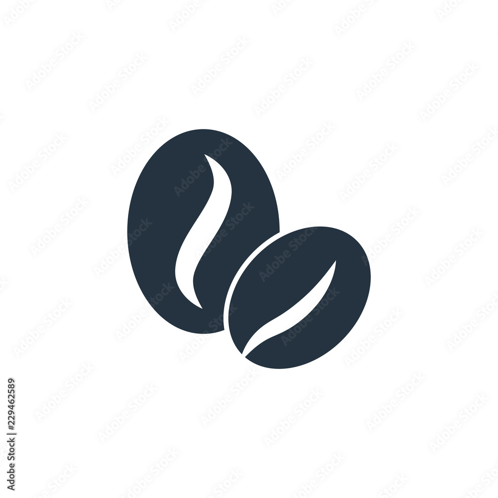 Coffee beans isolated icon on white background, 400 coffee set, logo and sign Coffee beans isolated icon on white background, 400 coffee set, logo and sign