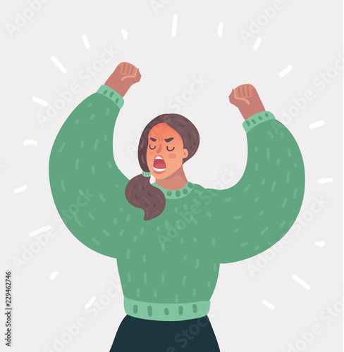 Angry Woman up her hands.