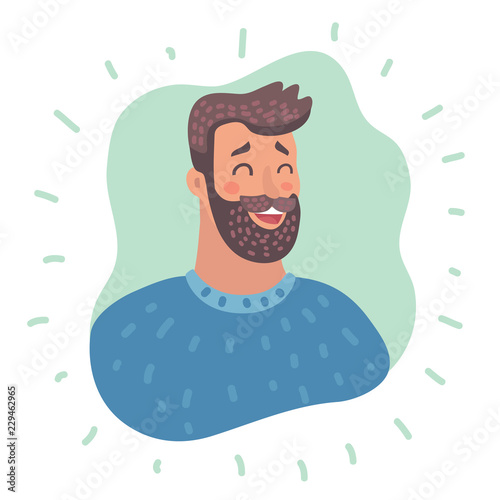 Emotion avatar man happy successful face.