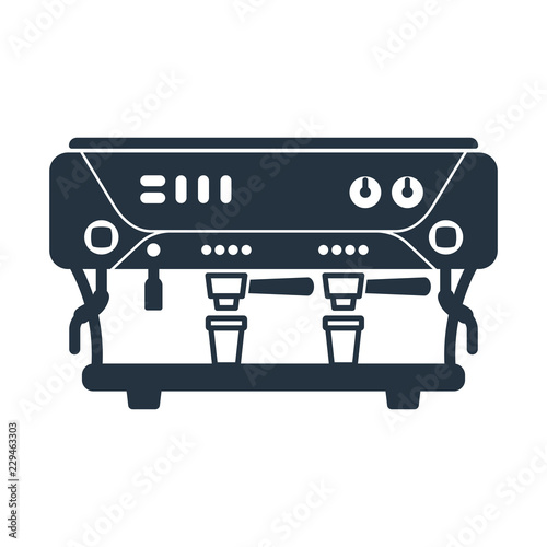 Proffesional coffee machine isolated icon on white background, 400 coffee set, logo and sign