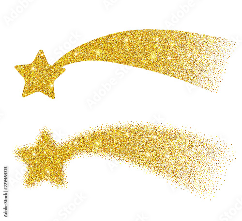 Gold glitter falling stars.