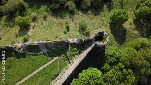 Koporye fortress aerial view in summer with sunny weather photo