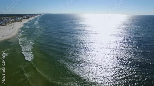 4k aerial drone footage of ocean and beach of Gulf Shores/Fort Morgan Alabama