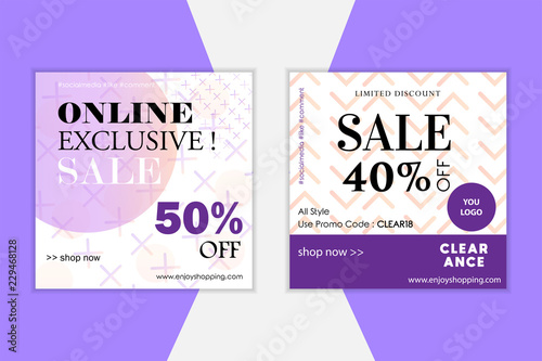 Modern promotion web banner for mobile apps. Design backgrounds for social media. Trendy sale and discount promo backgrounds with abstract pattern and color gradient. Vector lIlustration