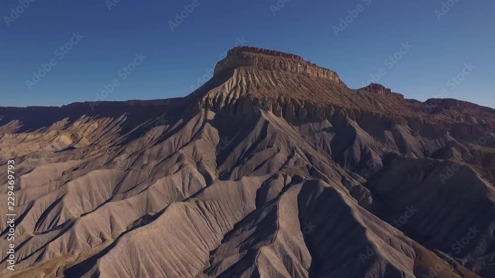 Aerial drone footage of Mt. Garfield.  Desert mesa in Colorado Mountains
