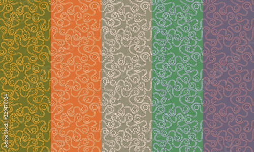 Vector seamless pattern with ethnic tribal curved ornaments. Can be printed and used as wrapping paper, wallpaper, textile, fabric, etc. Available in EPS format. 