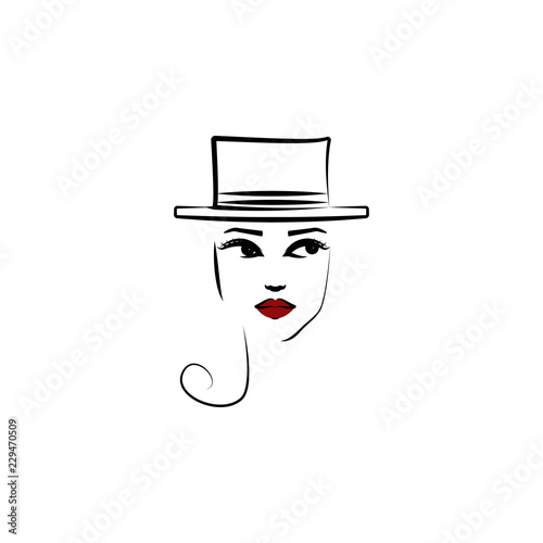 Boater hat, girl icon. Element of beautiful girl in a hat icon for mobile concept and web apps. Thin lin Boater hat, girl icon can be used for web and mobile