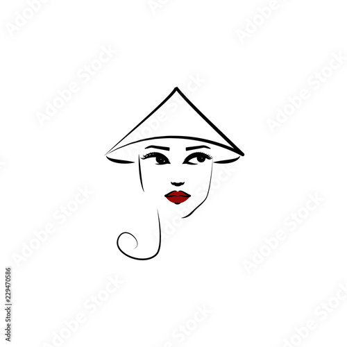 Coolie hat, girl icon. Element of beautiful girl in a hat icon for mobile concept and web apps. Thin lin Coolie hat, girl icon can be used for web and mobile