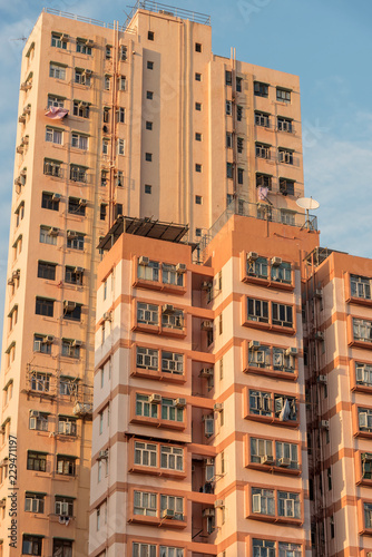 High rise old residential building in Hong Kong city © leeyiutung