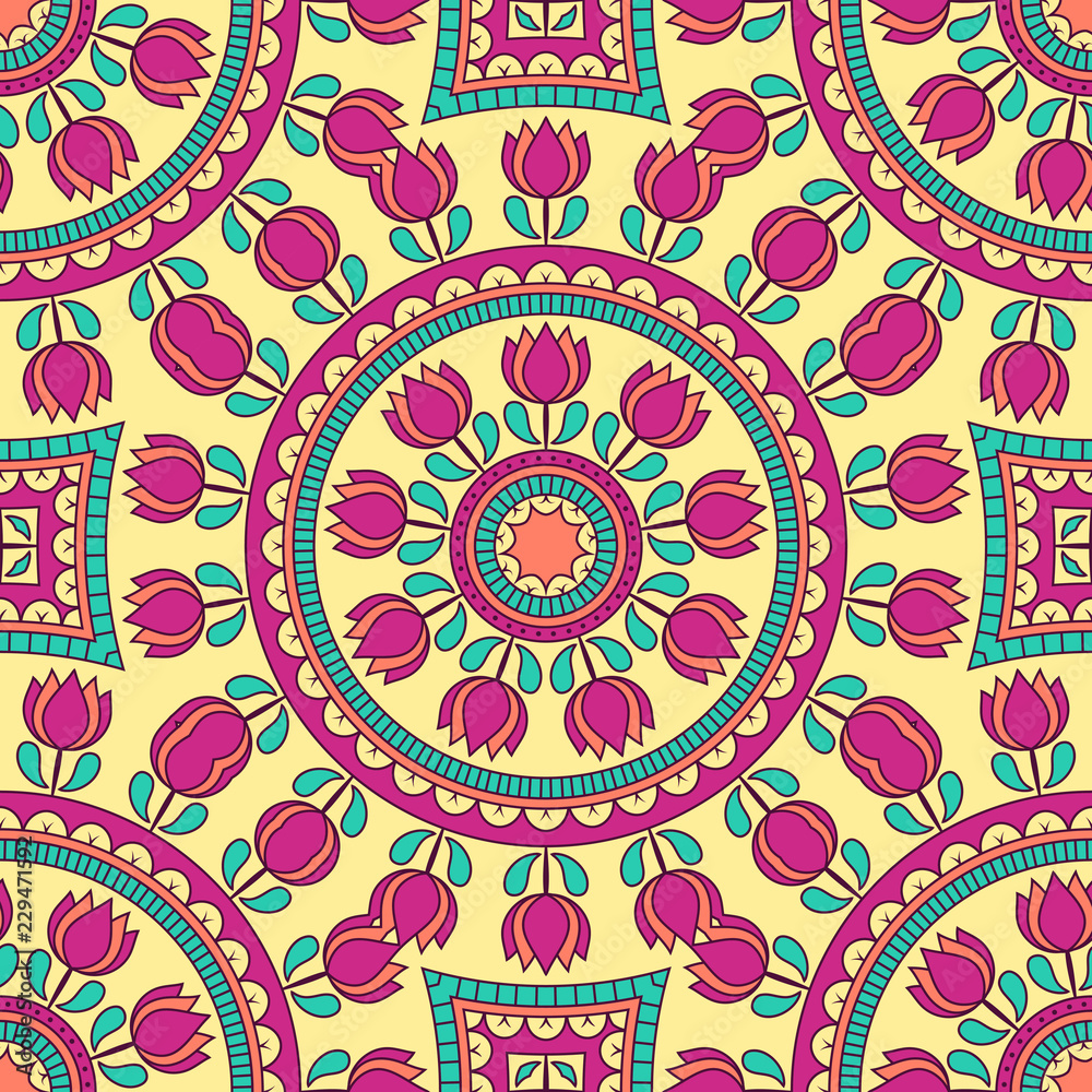 Fototapeta premium Hand drawn ornamental seamless pattern