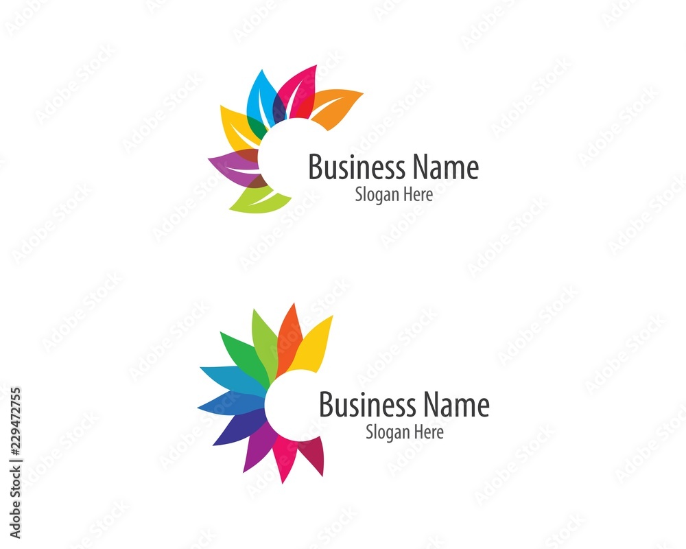 Obraz premium Colorful leaf logo illustration