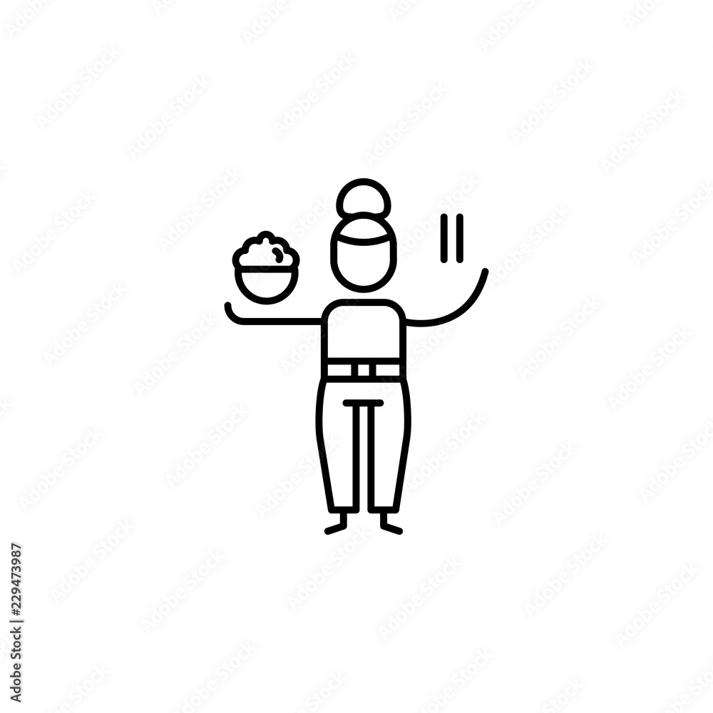 Woman, dish, cook icon. Element of people in travel line icon. Thin line icon for website design and development, app development. Premium icon Woman, dish, cook icon. Element of people in travel line icon. Thin line icon for website design and development, app development. Premium icon