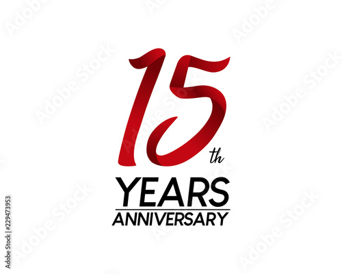 15 anniversary logo vector red ribbon