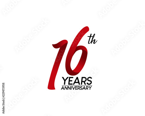 16 anniversary logo vector red ribbon