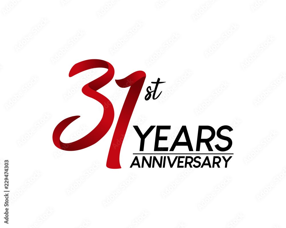 Fototapeta premium 31 anniversary logo vector red ribbon