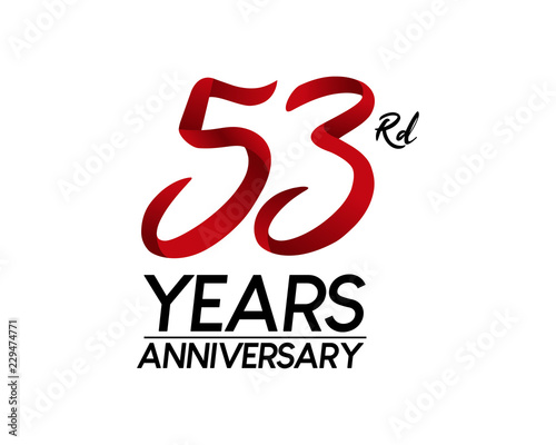 53 anniversary logo vector red ribbon