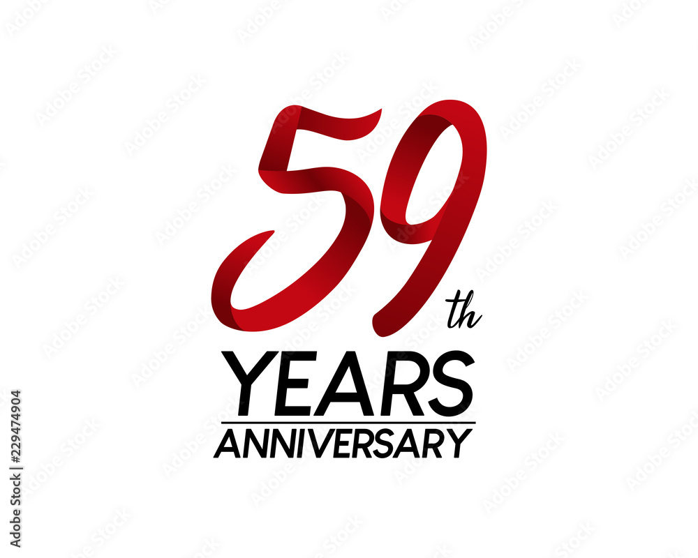 59 anniversary logo vector red ribbon