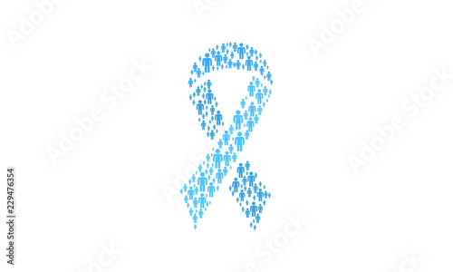 blue ribbon formed by multiple men symbols