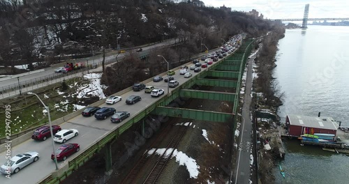 Aerial of Inwood, New York City in Winter photo