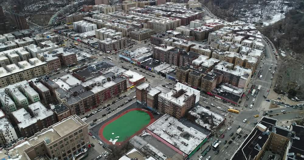 Aerial of Inwood, New York City in Winter Aerial of Inwood, New York City in Winter
