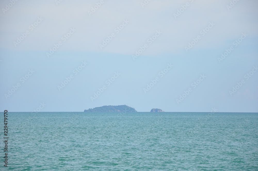 Relaxing seascape with wide horizon of the sky and the sea 