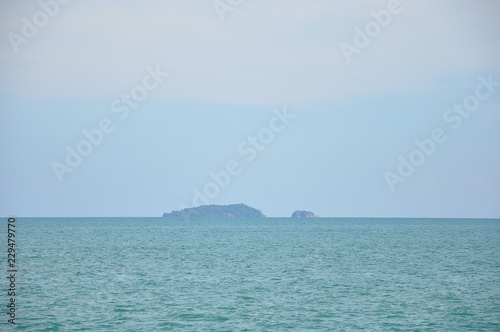Relaxing seascape with wide horizon of the sky and the sea 