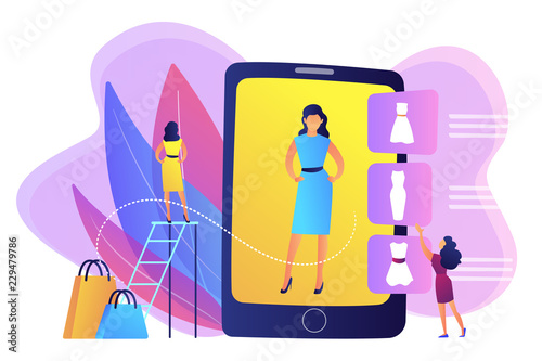 Virtual fitting room concept vector illustration.