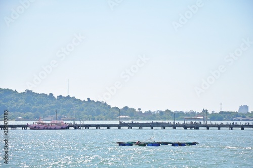 a beautiful view of Fishing harbor and bridge in Samed Island, Rayong, Thailand © nuhang