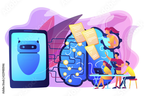 Chatbot passing the Turing test concept vector illustration.