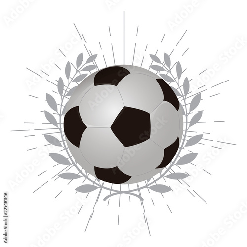 Soccer ball with laurel wreath. Vector illustration design