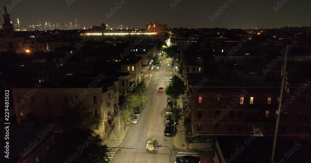 Aerial of Ridgewood, Queens at Night Aerial of Ridgewood, Queens at Night