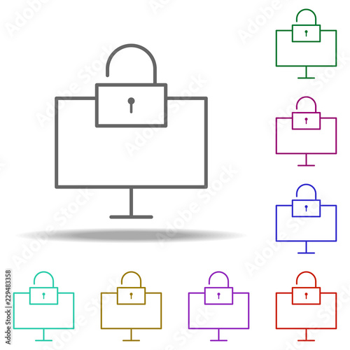 PC Lock icon. Elements of business in multi color style icons. Simple icon for websites, web design, mobile app, info graphics