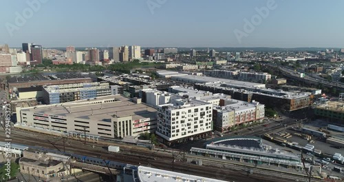 Aerial of Newark, New Jersey and Trains photo