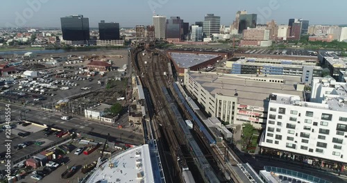 Aerial of Newark, New Jersey and Trains photo