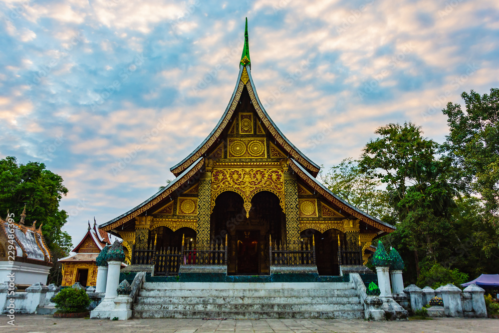 Wat Xieng Thong or The Golden City Temple. The most important buddhist temple in UNESCO World Heritage city, Luang Prabang, Laos.
