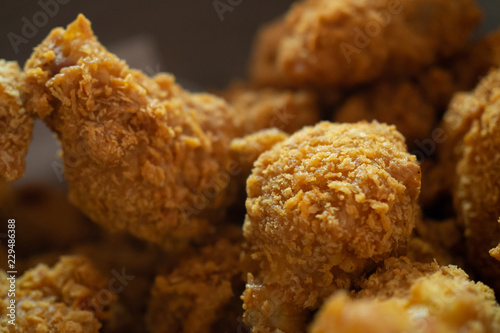 crispy fried chicken; closed up and selective focus.