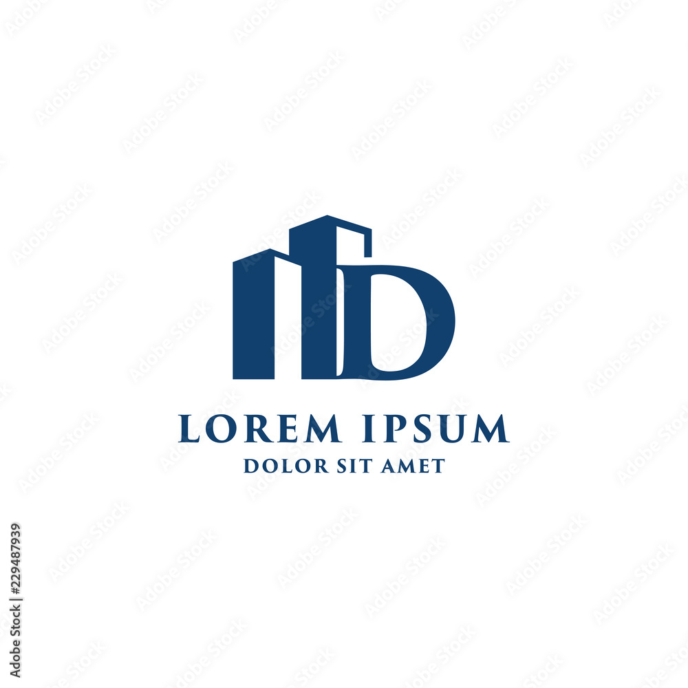 Letter D Building Logo Design Template