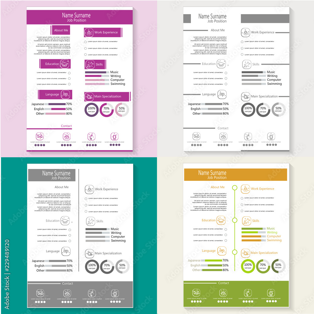 creative modern cv resume with infographic template vector