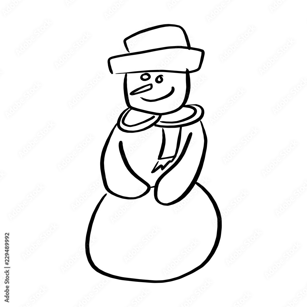 snowman smiling vector illustration sketch doodle hand drawn with black lines isolated on white background snowman smiling vector illustration sketch doodle hand drawn with black lines isolated on white background