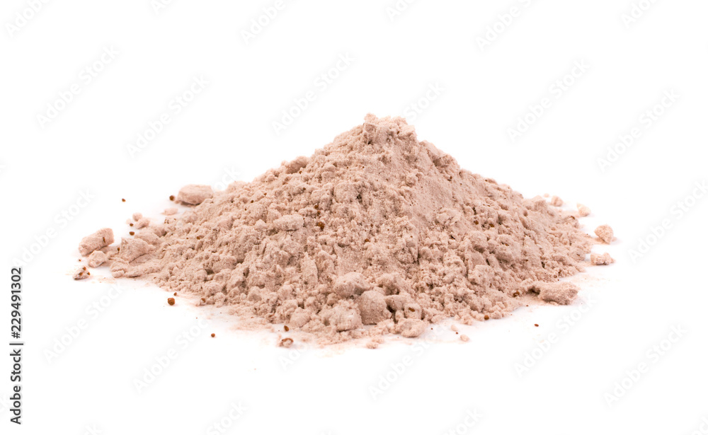 Whey cocoa protein powder for brown fitness shake isolated