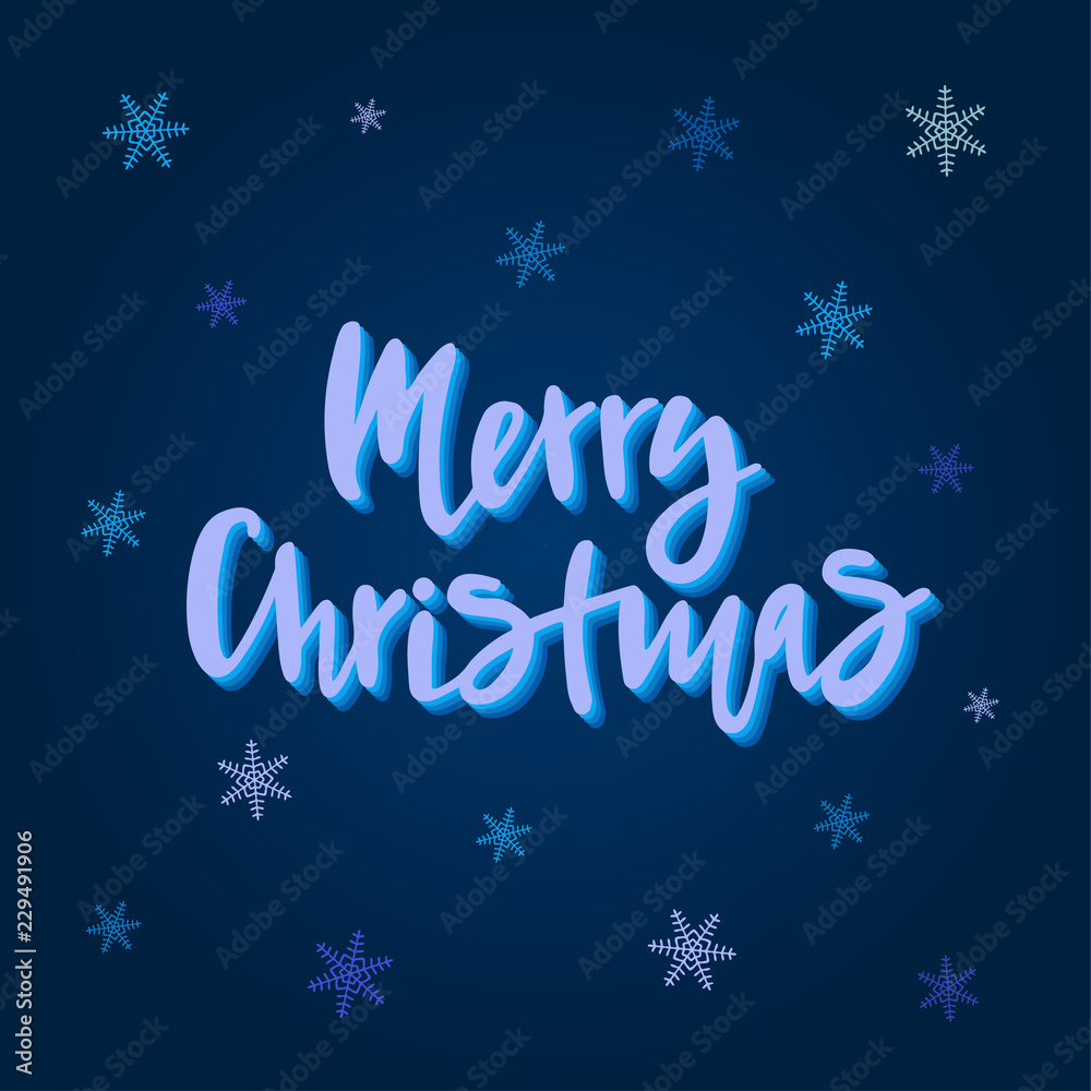 Vector illustration of Merry Christmas text for calendar, typography poster, greeting card or postcard.