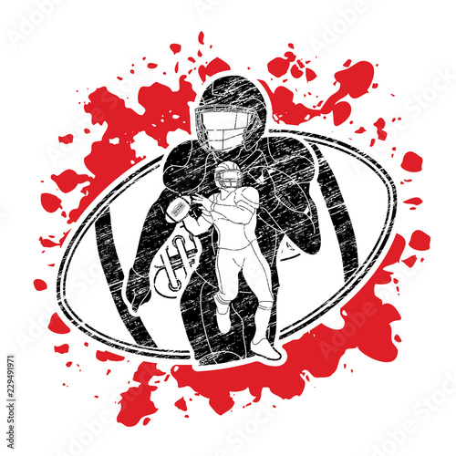 American football player, Sportsman action, sport concept graphic vector.