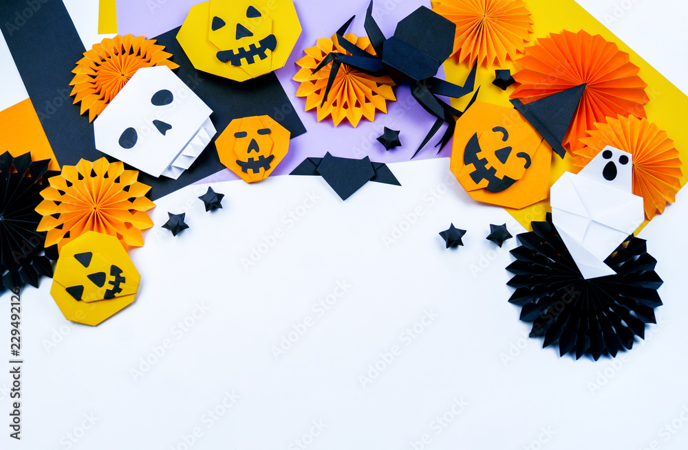 Origami Halloween. Copy spase. White background