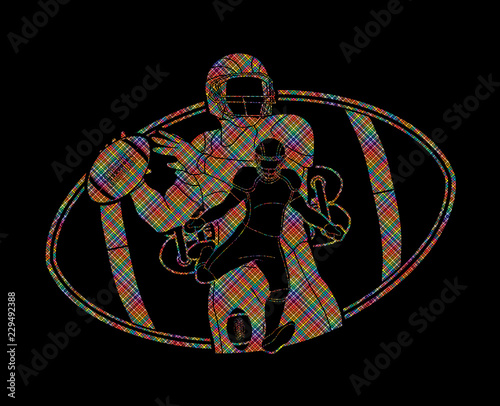 American football player, Sportsman action, sport concept graphic vector.