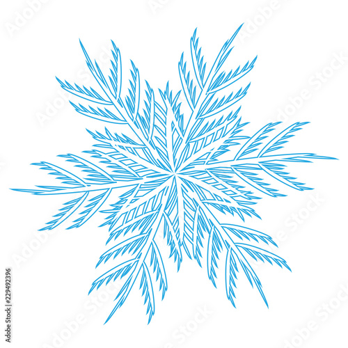 Winter blue snowflake icon. Isolated on white background. Vector illustration