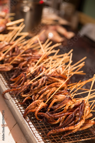 grilled octopus in Kawagoe festival, Japan