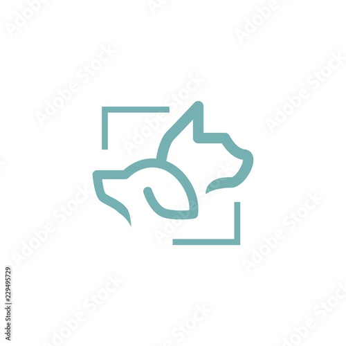 pet photography logo design. cat and dog icon. modern style