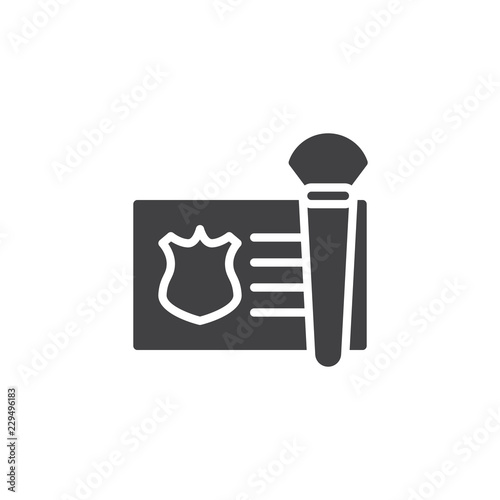 Police Id card and brush vector icon. filled flat sign for mobile concept and web design. Detective badge simple solid icon. Evidence Symbol, logo illustration. Pixel perfect vector graphics